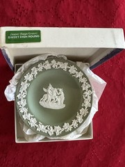 Wedgwood Sage Green Jasperware Pegasus Muses Made In England Embossed Sweet Dish
