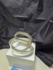 Metal Abstract Ribbon Sculpture Metal Art Modernist Mid Century Mcm 8×8×6″