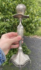 Pair of Antique – Vintage Art Nouveau Silver Tone Candlestick Holders Victorian