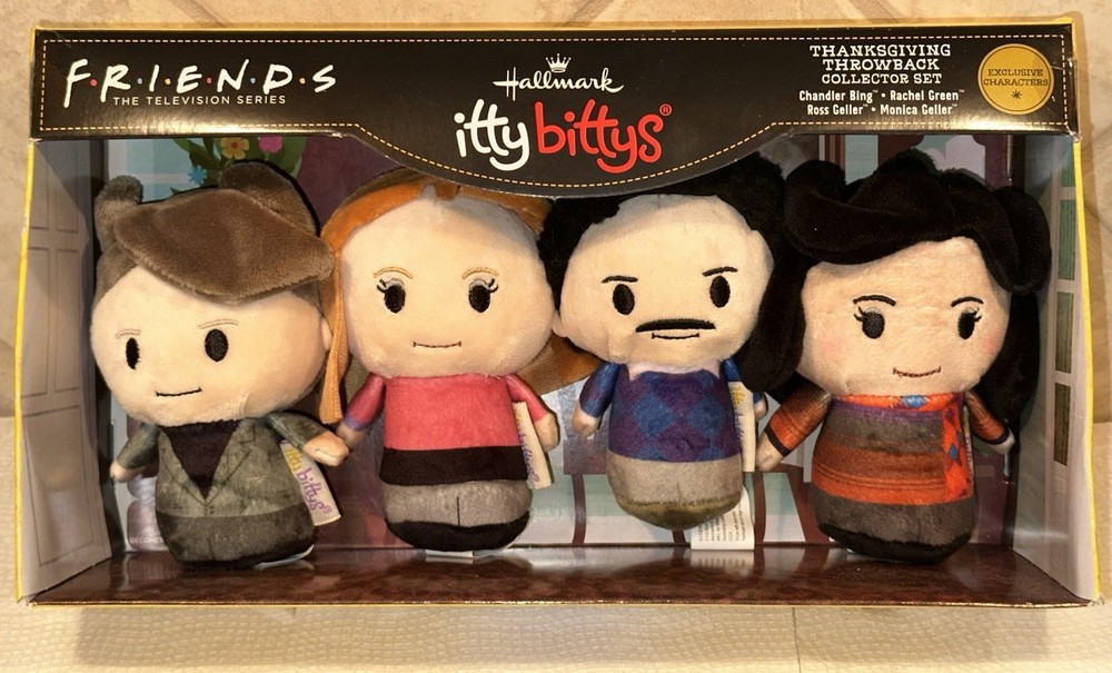 (New) Hallmark itty bittys Friends 1980s “All the Thanksgivings” Plush, Set of 4