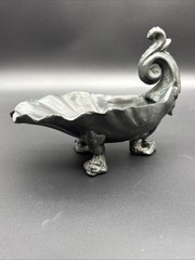 VTG Maitland Smith Hand Made Bronze Shell Footed Serpent Fish Trinket Dish Art