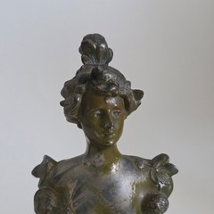 French Boule de Neige Lady Bust Spelter Art Nouveau Style Figurine