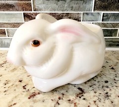 Pink and White Hand Painted Brazil Ceramic Avon Easter Bunny Planter Cute!