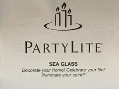 EUC PartyLite 10 oz Decorative Blue Sea Glass Shells Real Seashells Original Box