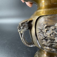 Antique Buddhist Altar Fitting Flower Stand Vase Metal Brass Heavy Made Korea