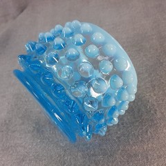 Fenton Hobnail Opalescent Cream Sugar + Akro Agate Blue Milkglass Vtg Lot Of 3