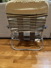 1970s Vintage Aluminum Vinyl PVC Folding Lawn Chair White And Brown