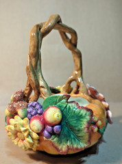 Fitz & Floyd Classic Autumn Splendor Basket Pumpkin Thanksgiving Acorn 8″