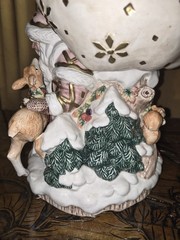 Rare Fitz And Floyd “Snowy Woods Footed Compote” Santa & Animals Centerpiece