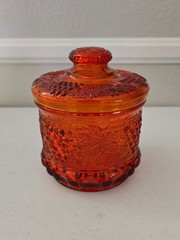 Orange Grapevine Pattern Lidded Candy Dish Vintage -Excellent Condition 10″ x 5″