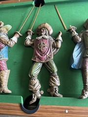 Vintage 3 Musketeers Wall Hangings With Unknown Metal Swords One Sword broken
