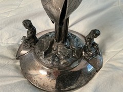 Antique Rogers Smith Co Meriden CT Art Nouveau Victorian Floral Pedestal Server
