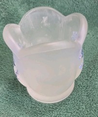Vtge Westmoreland Glass Footed Frosted China Rose Trinket Dish + Candle Holder