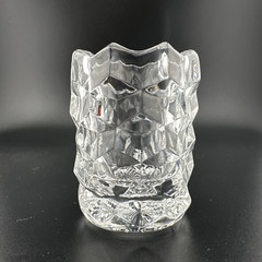 Fostoria American Cube Clear Glass Toothpick Holder Manganese Glow Vintage