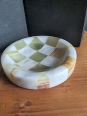 Catch All Stone Checkerboard 5″ Round Small Splicing Mosaic Tray Edc
