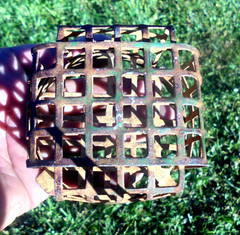 Vintage Metal Wire Flower Frog Dome Cage Floral Arranger Rustic Patina