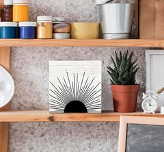 Abstract Boho Black Sun Sunrise Sunset Sunshine Sunray Rustic Wood Box Sign D…