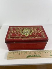 Rare Vintage Tindeco DeMets English Toffee, Bright Red Art Deco Butterfly Tin