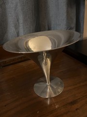 Art Deco Arthur Salm compote metal ashtray AS DES Pat Pend made in USA, 5 1/2″
