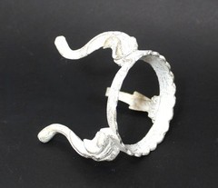 Vintage Display Stand White Cast Metal Sphere Orb Holder Elephant Heads