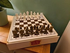 Vintage Swedish Chess Game Set Modernist Style Reclaimed Hard Plastic Patented