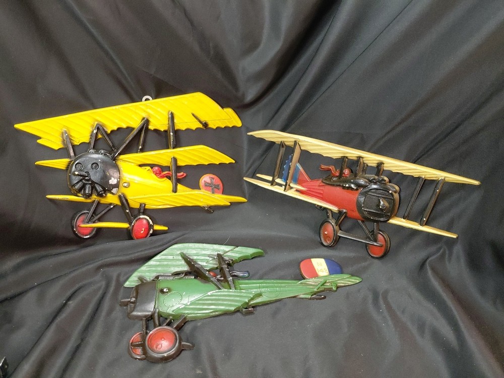 Homco Cast Metal 1975 Aviation Planes Airplane USA Wall Art Vintage Set of 3