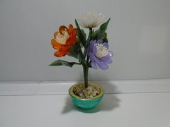 VINTAGE LUCITE ACRYLIC FLORAL POTTED BONSAI TREE 5″ HONG KONG UNBRANDED (VIN57)