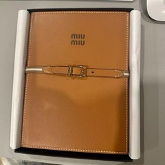MiuMiu Brown Leather Wide Ruled Notebook A5 – Brand New Gift Idea