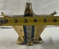 VTG Ceramic Basket Gold Trim Handle Flowers “A Present from Portrush” Ireland