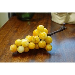 Alabaster stone grape clusters table decoration wood stem Italian circa 1920