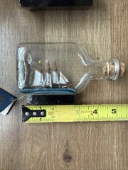 Vintage 3 Masted Schooner Ships In A Bottle Impressed Cork Seal John Madison