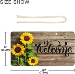 Vdsrup Beautiful Sunflowers Door Sign Plaque Wood Texture Summer