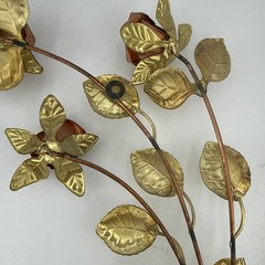 Vtg 2 Hollywood Regency Copper Rose Wall Sculpture Butterflies Wall Plaque Large