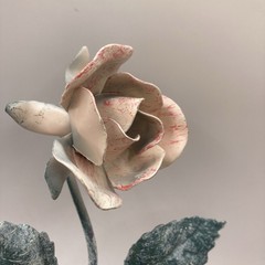 VTG 1980s Italian Tole Rose Wall Hook Made in Italy Painted Metal Floral Hook