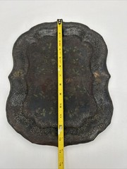 Victorian Antique Toleware Hand Painted Metal Tray & Bowl • Fruit/Foliage