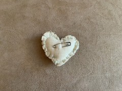 2.5″ Vintage Handmade Fabric Stuffed heart pin country BOHO clothes