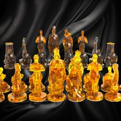 Made in USA Baltic Amber Chess Set Teutonic Knights Handmade Collectible Gift