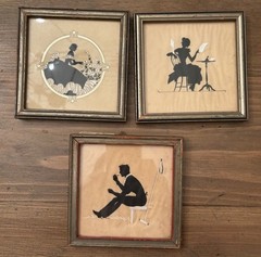 BUZZA COMPANY 1920s VICTORIAN SILHOUETTE VINTAGE LOT OF 3 CRAFTACRES FRAMED 4X4