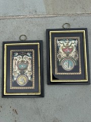 Pair of Vintage Reverse Painted Neoclassical Greek Roman Mythology Wall Decor