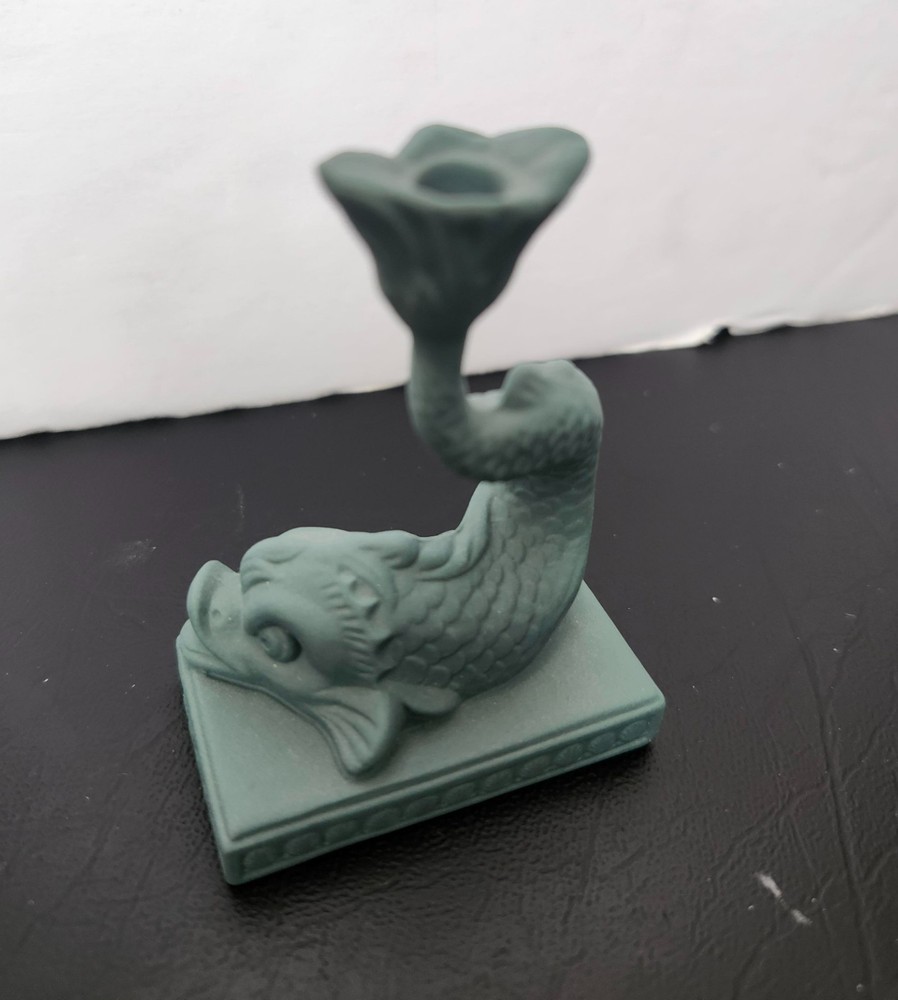 Wedgwood Jasperware Teal Miniature Dolphin Candlestick