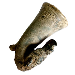 300 BC Ancient Roman Terracotta Drinking Rhyton Ceramic Artifact Intact Pottery