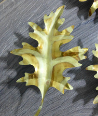 VTG Home Interiors Homco Brass Oak Leaves Metal Hanging Wall Decor Set of 4