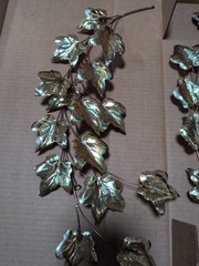 Vintage Home Interiors Pothos Vine Plagues – Metal Brass Copper Ivy – Set Of 2