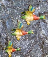 Rare Vintage Parkside Cast Metal Hand Painted Flying Ducks Set Made in England