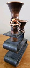 Vintage Brutalist Copper Candle Holder Sculpture Guy Bel Canadian Studio Art