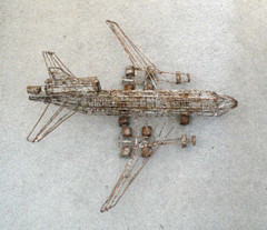 Hand-made wire jet plane