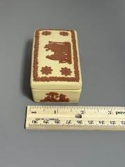 Vtg Wedgwood Collector Society Jasperware Yellow Primrose Trinket Box Terracotta