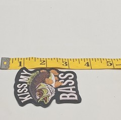 Kiss My Bass Fishing Patch Set of 2 Embroidered Iron On Funny Novelty Angler