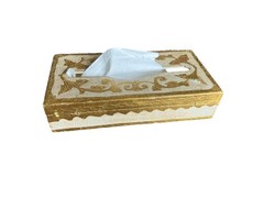 Vintage 1940s Italian Florentine Gold Gilt Neoclassical Wastebasket & Tissue Box