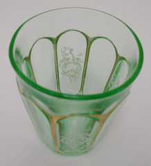 Antique Green White Enameled White Design Tumbler Gold Detail